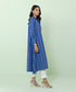 Women's Pret Yarn Dyed Solid Blue A-Line Shirt